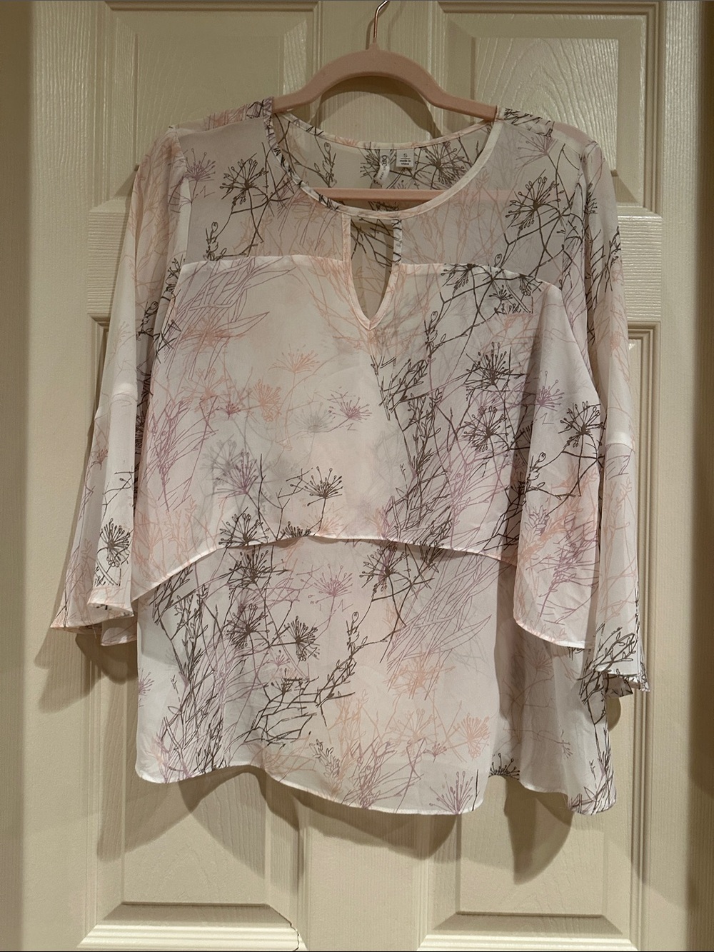 Cato Pink Cream Floral Layered Chiffon Blouse